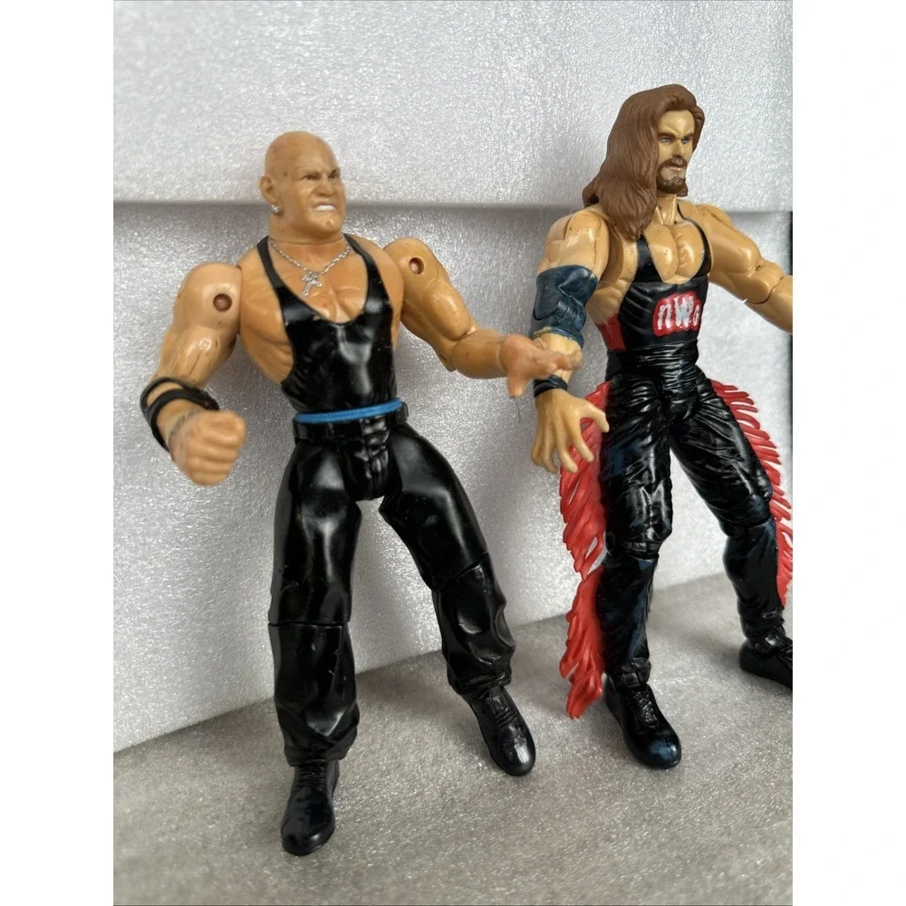 Vintage WCW Kevin Nash Slam N Crunch Konnan Figures 1999 Toy Biz WWF WWE